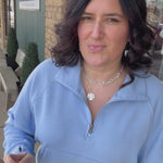 Lt. Blue Quarter Zip Sweatshirt Top - Sweatshirt PANACHE