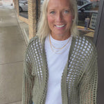 Olive Crochet Open Cardigan DOE & RAE
