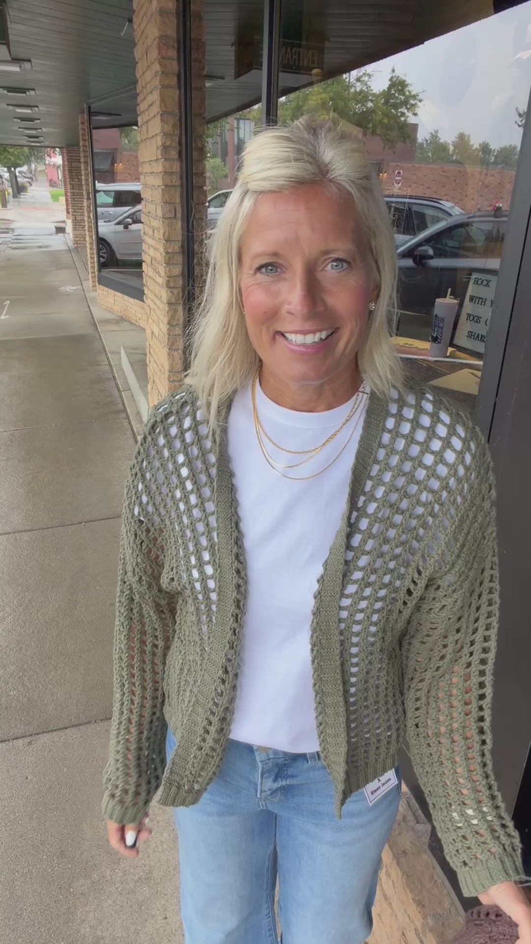 Olive Crochet Open Cardigan DOE & RAE