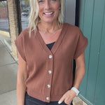 Espresso Button-Front Sweater Vest Top - Sweater IN FEBRUARY
