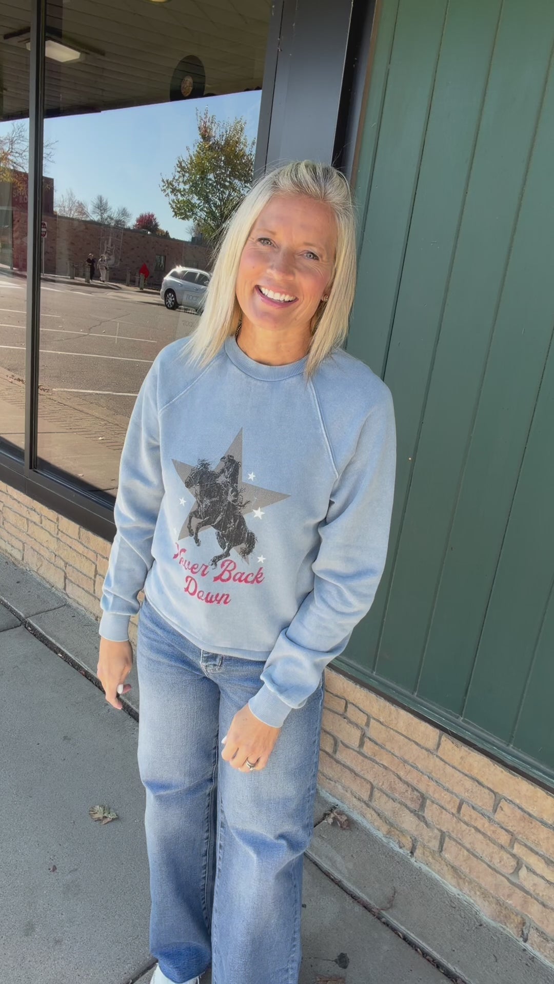 Never Back Down Graphic Sweatshirt Top - Sweatshirt FLAG AND ANTHEM
