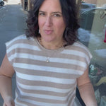 Taupe/White Striped Sweater Vest Top - Sweater WISHLIST