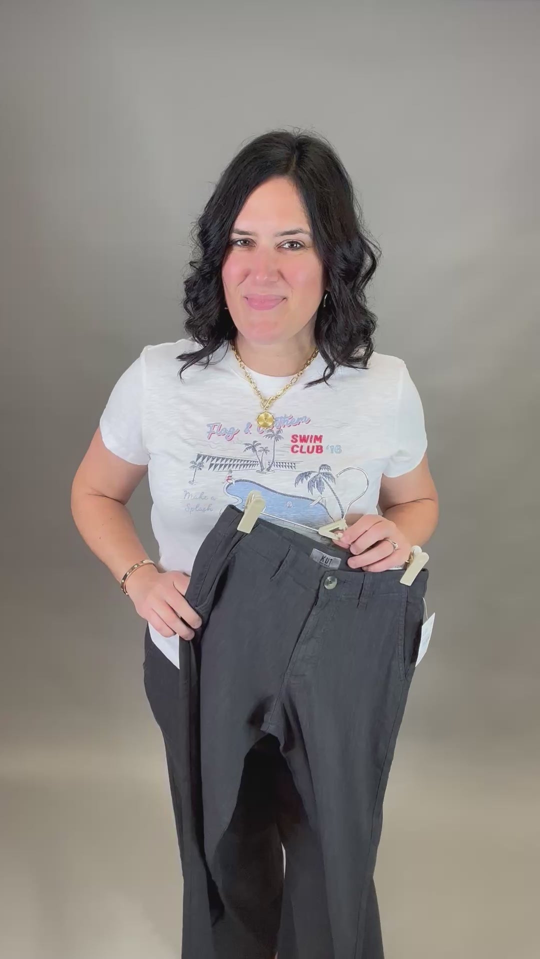 Charcoal Meg Linen Pant Bottom- Pants KUT FROM THE KLOTH