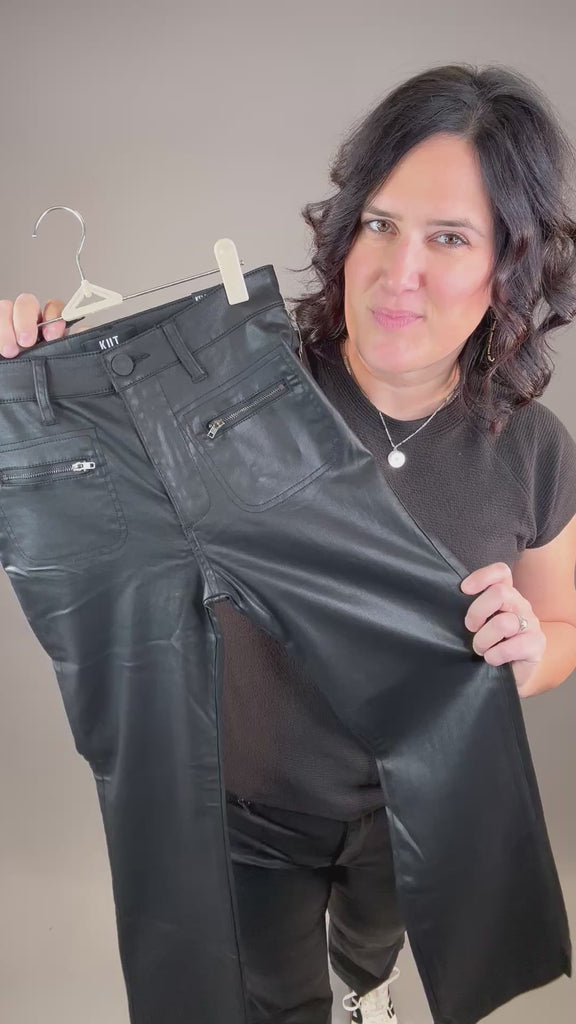 Black Kelsey Coated Flare Bottoms - Pants KUT FROM THE KLOTH