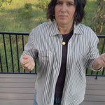 Reese Button Up Stripe Top Eclipse Tops - Button Ups Z Supply