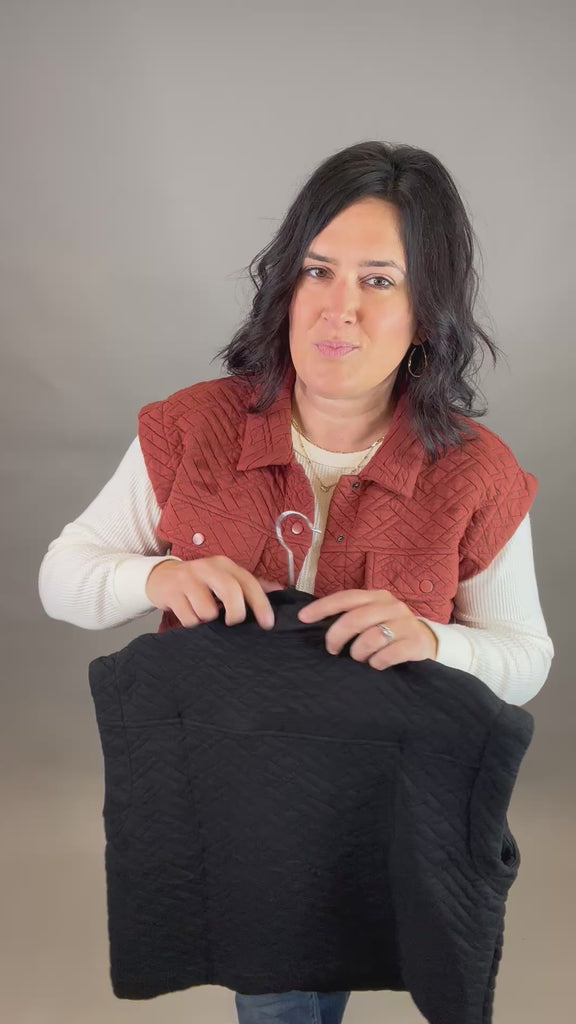 Rust Quilted Snap Vest Outerwear - Vest DOE & RAE