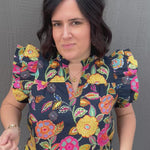 Ruffle Sleeve Floral Top Tops- Blouses THML