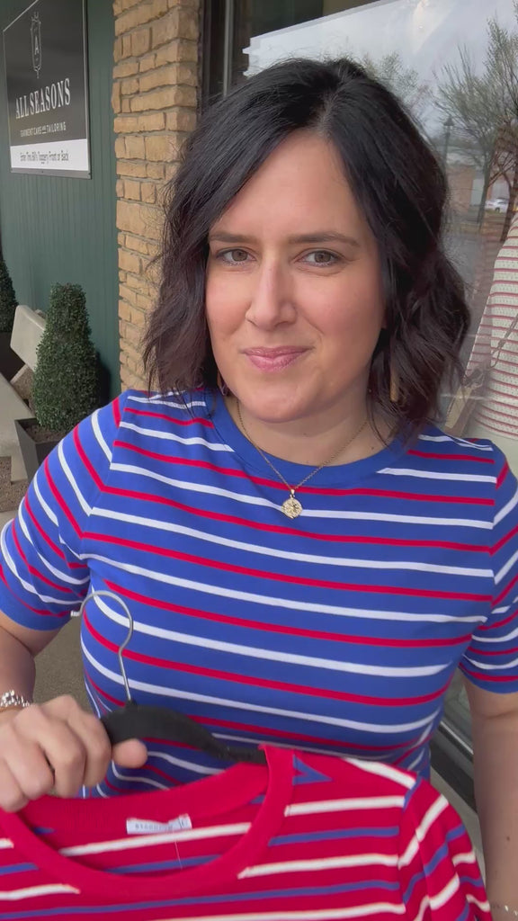 Red Stripe Crew Neck Top - Tee STACCATO