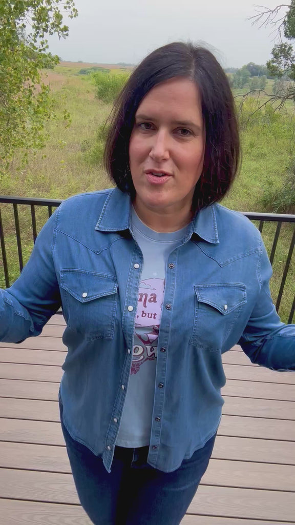 Magnolia Western Stretch Chambray Shirt Tops - Button Ups FLAG AND ANTHEM
