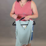 Sage V Neck Frilled Tank Tops- Tanks DOE & RAE