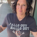 Falls Out Balls Out Football V-Neck Tops- Tees MUGSBY