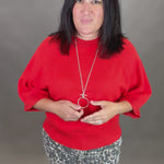 Tomato Red Dolman Sweater Top - Sweater JODIFL