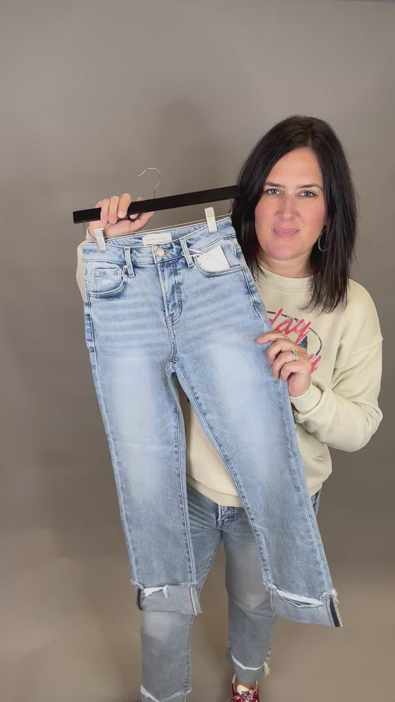 Light Straight Crop Cuffed Jeans Bottom- Pants RISEN