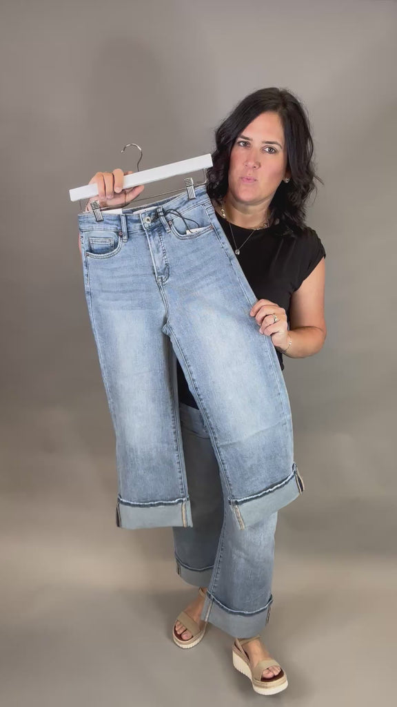Capri Blue Wide Leg Jeans Bottom- Pants MICA DENIM