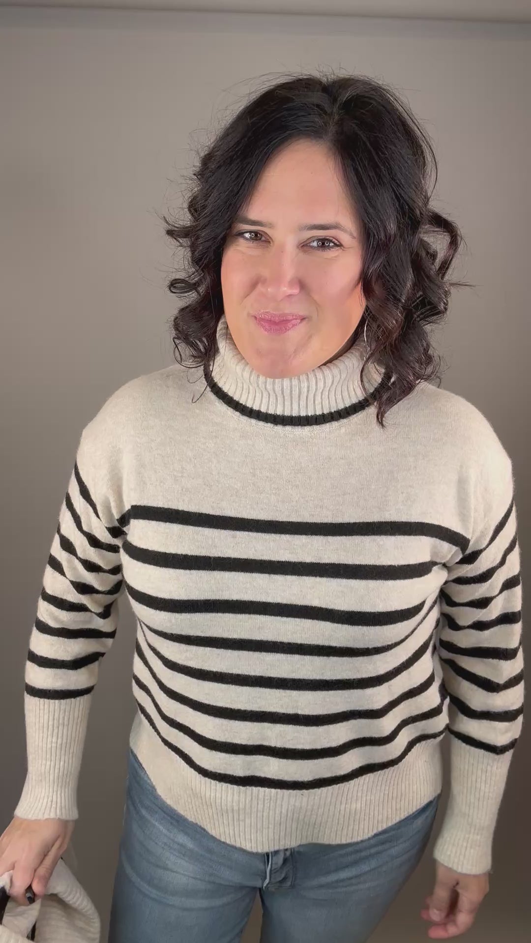 Parley Oatmeal Black Stripe Sweater Top - Sweater VELVET HEART