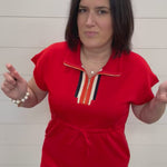 Red Quarter Zip Athletic Dress Dresses JODIFL