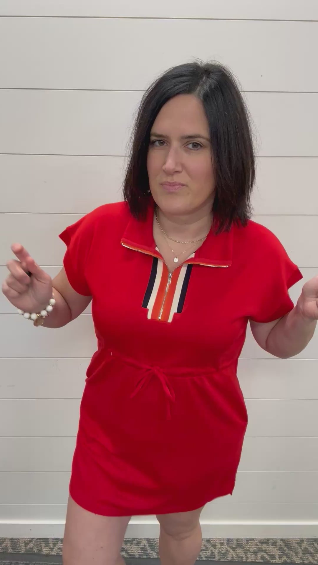 Red Quarter Zip Athletic Dress Dresses JODIFL