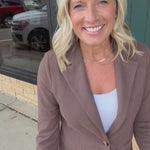 Brown Knit Blazer Outerwear- Blazers DOE & RAE