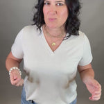 Oat Two Tone Tee Top - Tee DOE & RAE