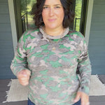 Camo Printed Crew Neck Sweater Top - Sweater FATE by LFD