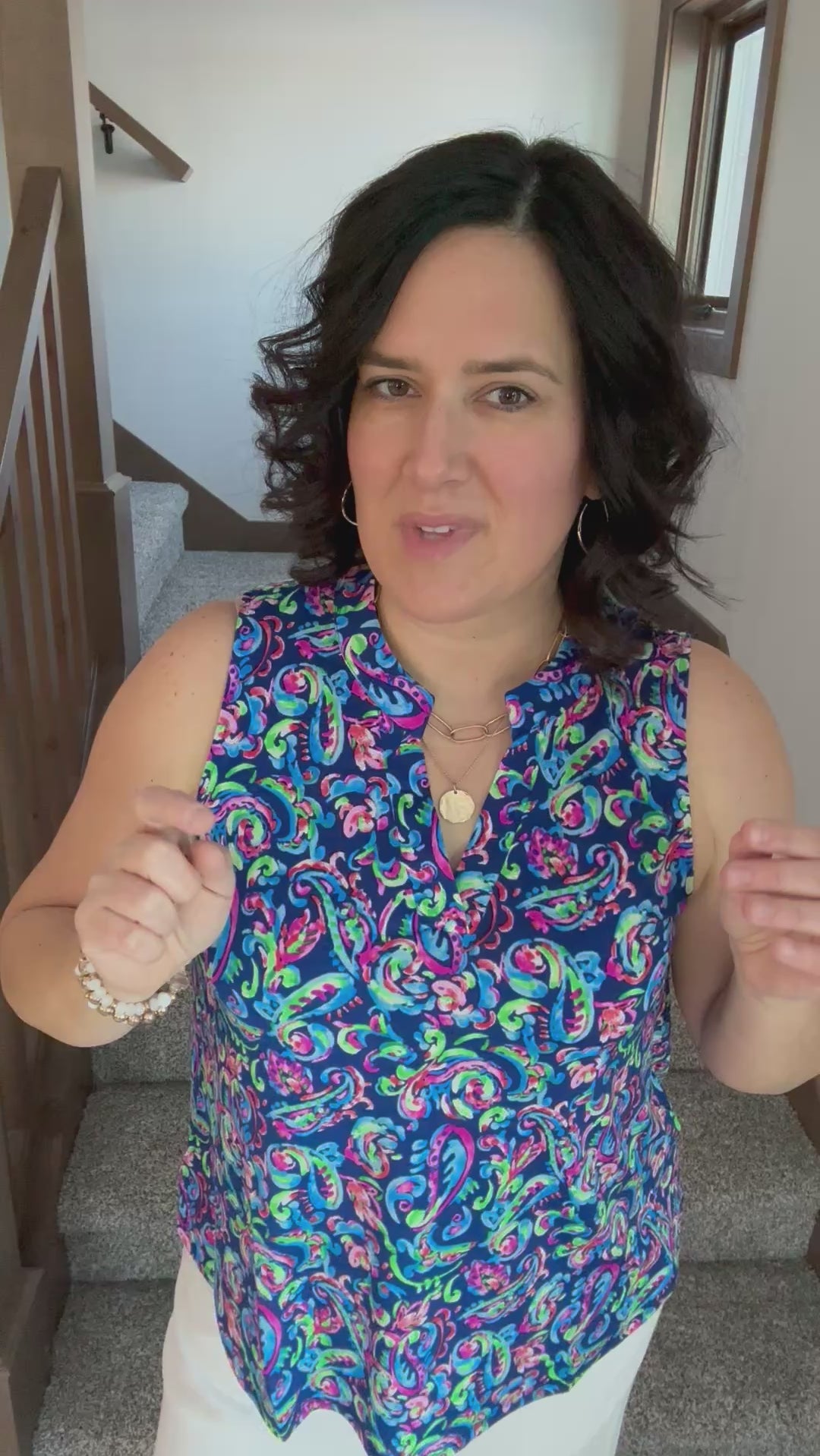 Royal Blue Multi Lizzy Top Tops- Blouses DEAR SCARLETT