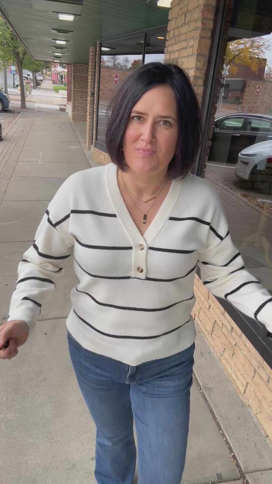 Ivory Black Stripe Brianna Sweater Top - Sweater THREAD & SUPPLY