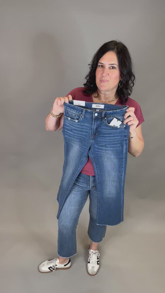 Medium Blue Bootcut Cropped Jeans Bottom- Pants MICA DENIM