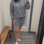 Denim Sailor Cloudy Knit Stripe Shorts Bottoms - Shorts TRES BIEN