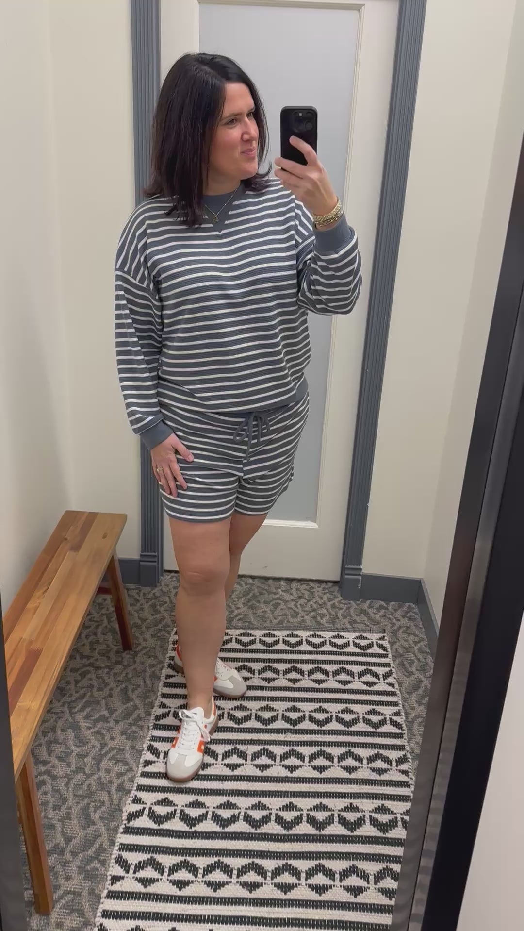 Denim Sailor Cloudy Knit Stripe Shorts Bottoms - Shorts TRES BIEN