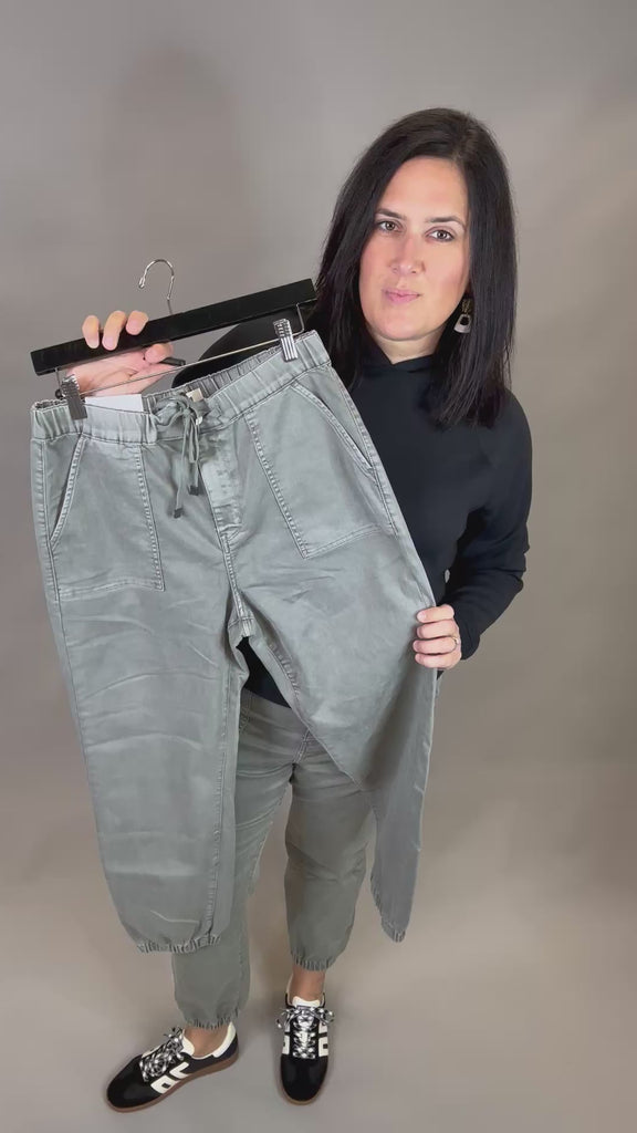 Ash Grey Cropped Jogger Bottom- Pants MICA DENIM