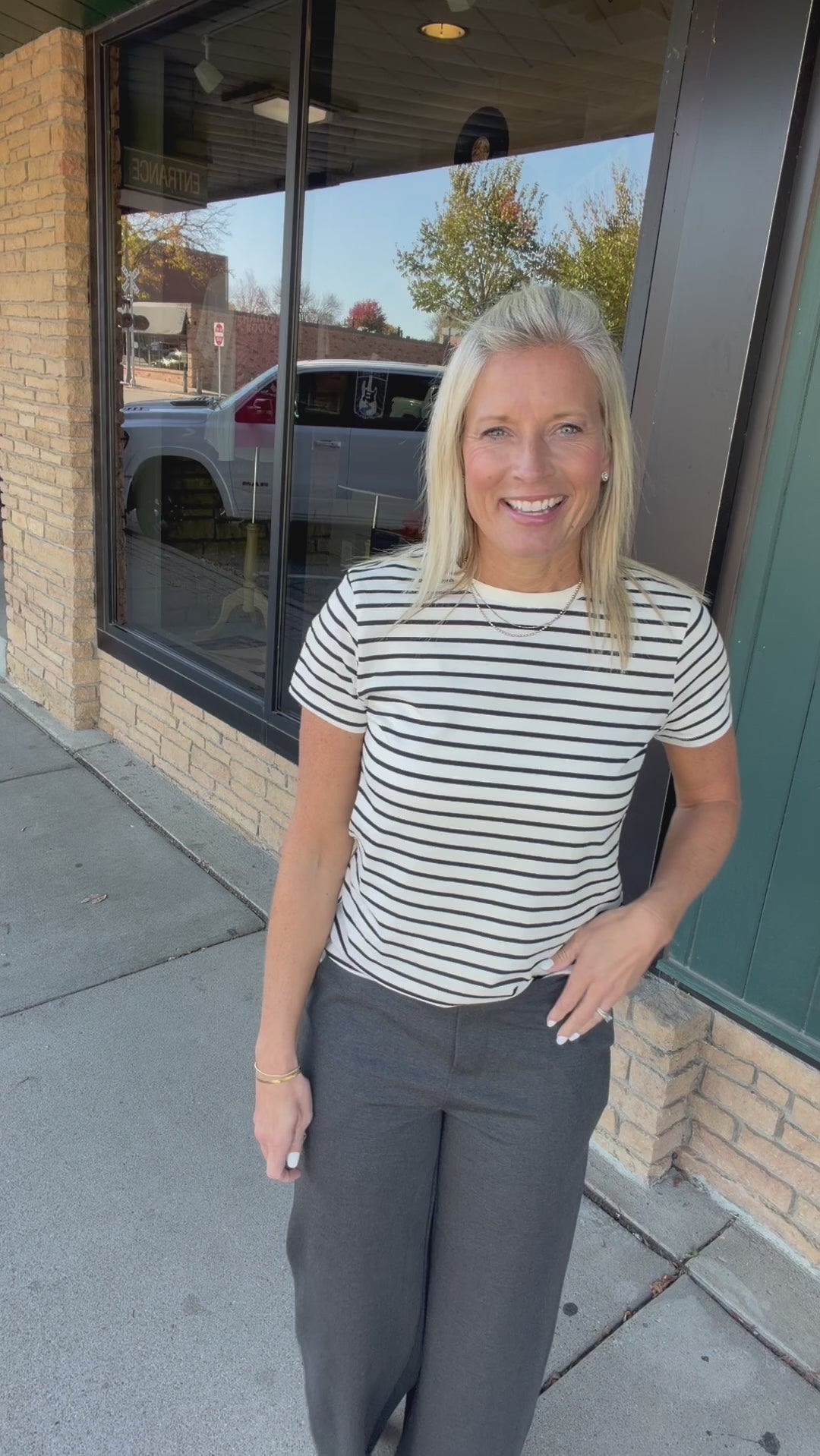 Black Cream Stripe Asher Tee Top - Tee THREAD & SUPPLY