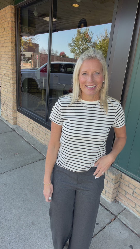 Black Cream Stripe Asher Tee Top - Tee THREAD & SUPPLY