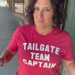 Red Crew Team Captain Tee Tops- Tees MUGSBY