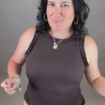 Espresso Ruffle Tank Tops- Tanks DOE & RAE