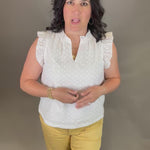 White Eyelet Ruffle Cap Sleeve Top Tops- Blouses DOE & RAE