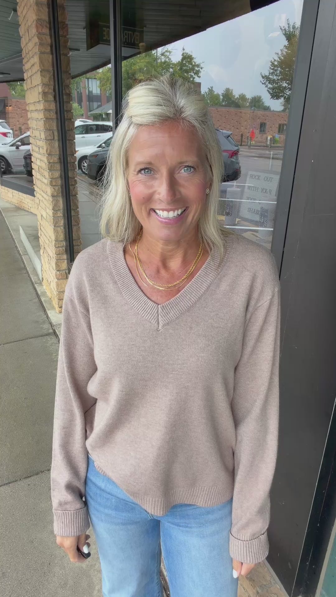 Mocha V-Neck Sweater Mable