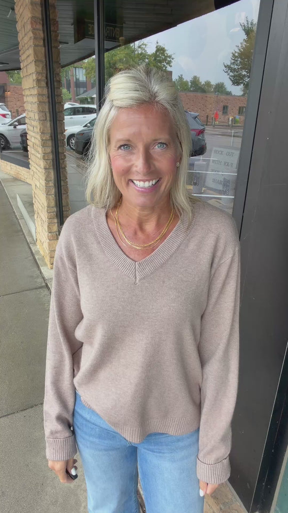 Mocha V-Neck Sweater Mable