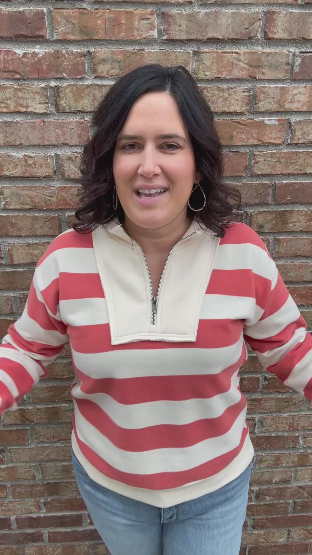 Orange Terry Striped Top Top - Sweatshirt STACCATO