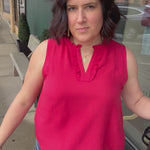 Royal Ruffle V Neck Sleeveless Tops- Blouses STACCATO