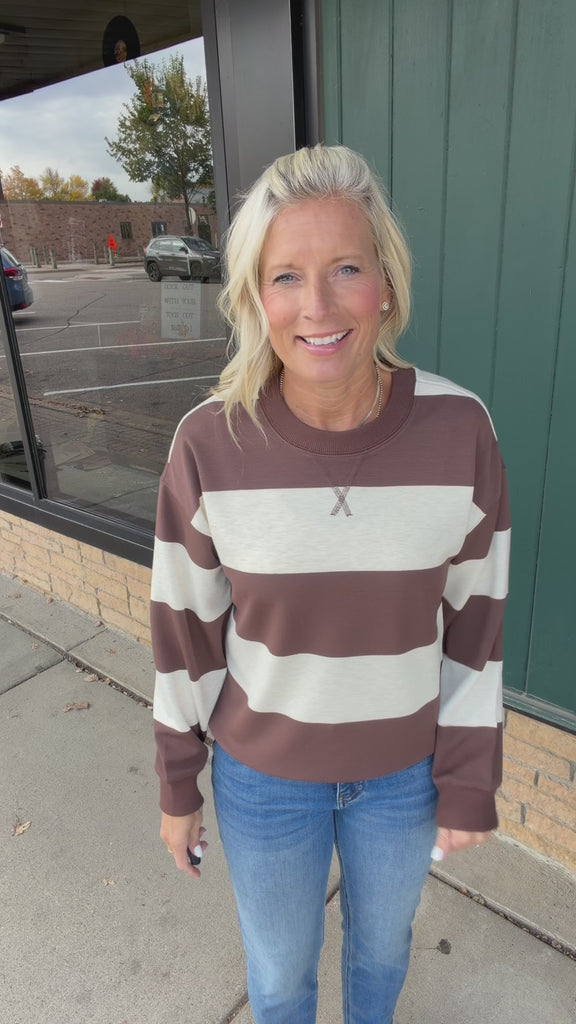 Brown Multi Stripe Stride Top Top- Sweatshirt THREAD & SUPPLY