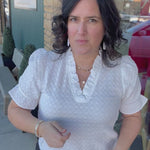 Off White Frilled V Neck Blouse Tops- Blouses STACCATO