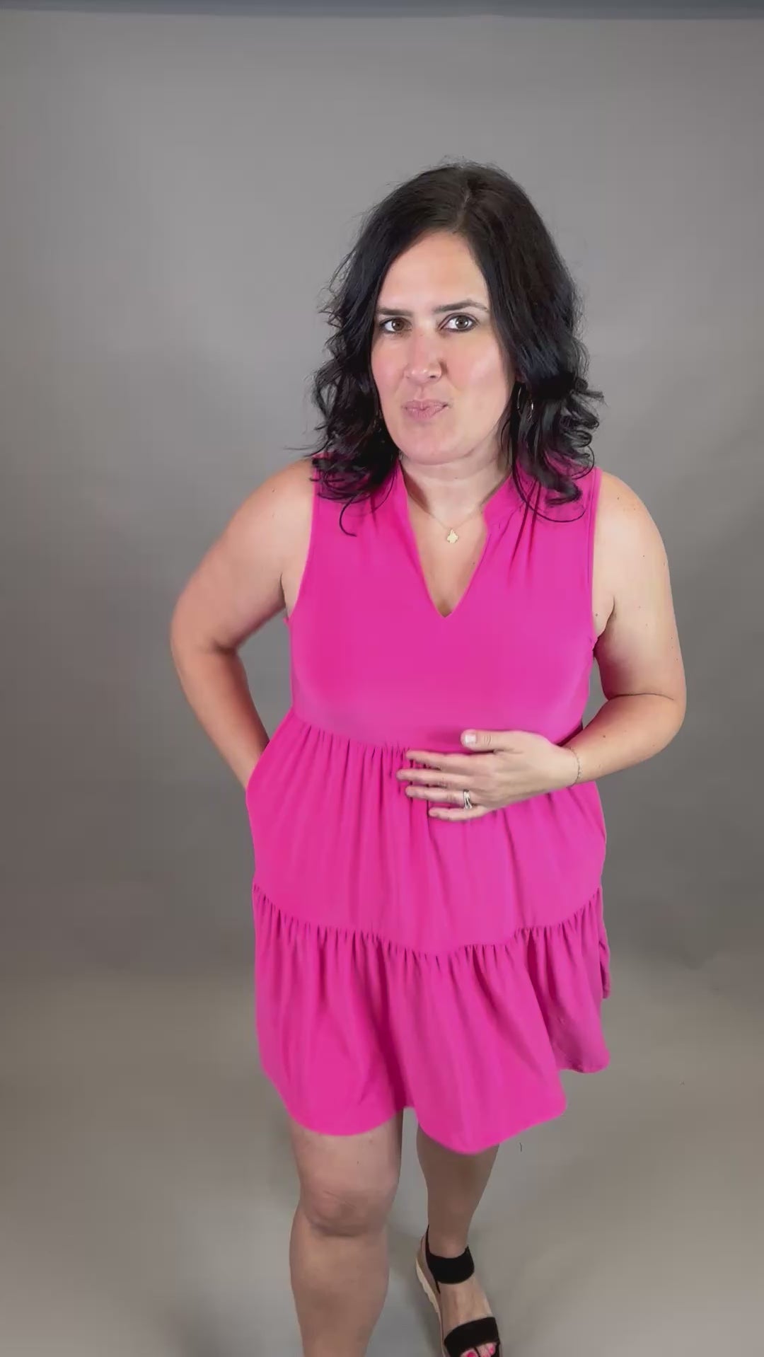 Hot Pink Liz Tiered Dress Dresses DEAR SCARLETT
