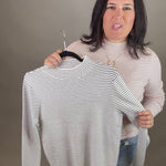 Ivory/Black Pinstripe Mock Neck Sweater Top - Sweater STACCATO