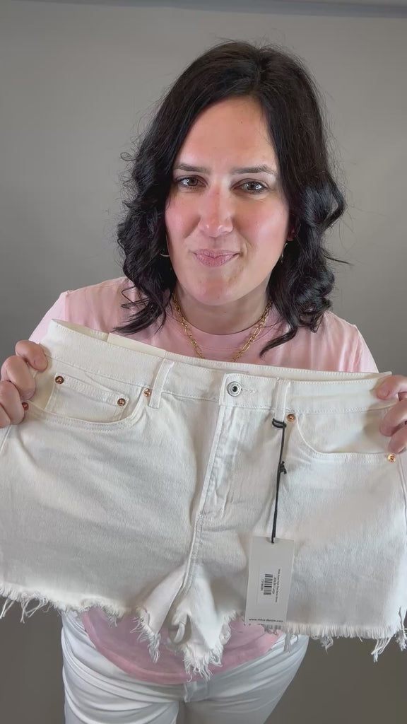 White Super High Rise Denim Shorts Bottoms - Shorts MICA DENIM