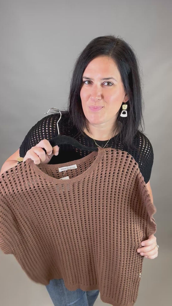 Black Loose Knit Sweater Top Top - Sweater ZENANA
