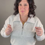 Heather Grey Plush 1/2 Zip Sweatshirt Top- Sweatshirts FLAG AND ANTHEM