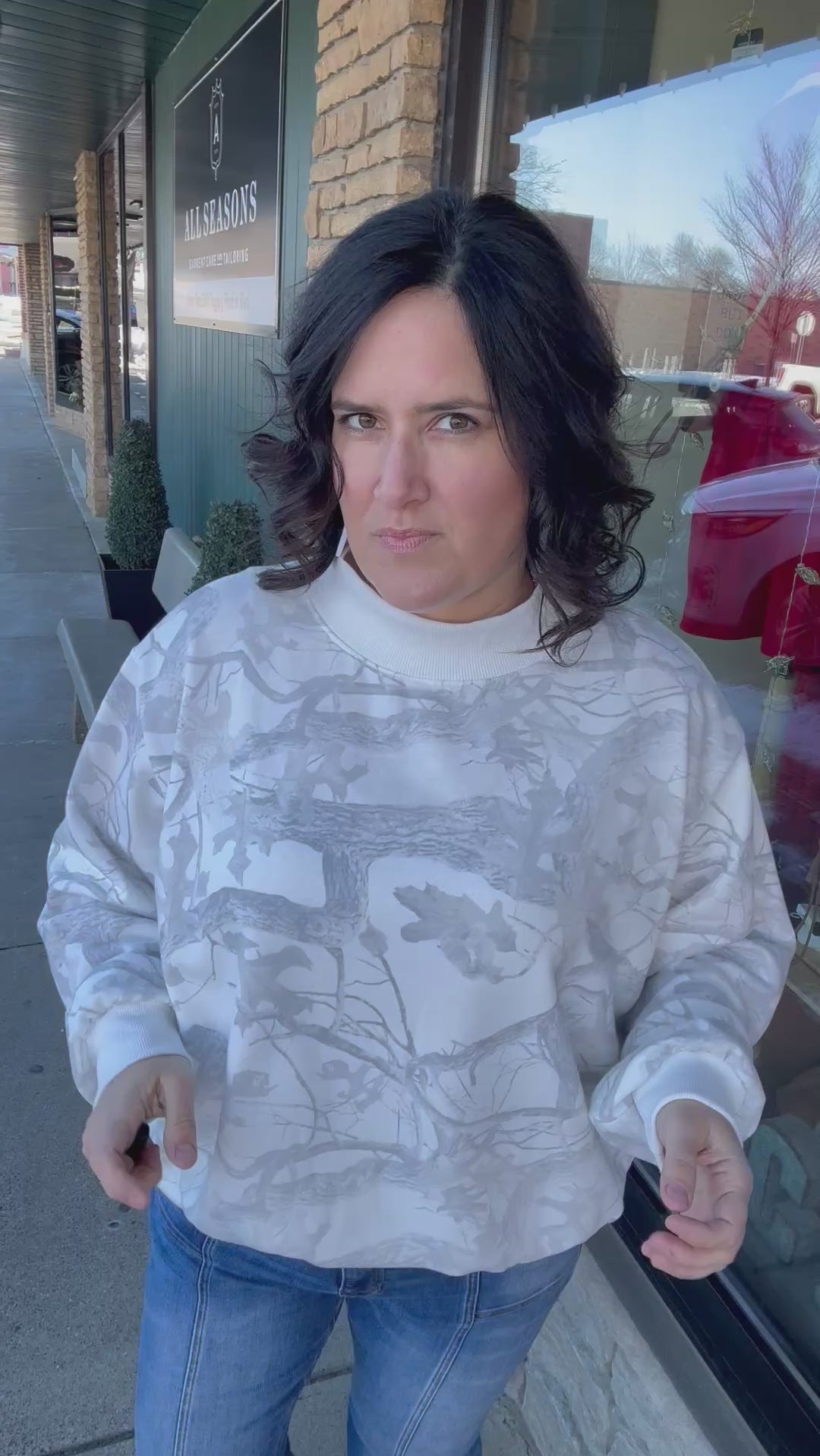 Camo Mock Neck Sweatshirt Top - Sweatshirt BUCKETLIST