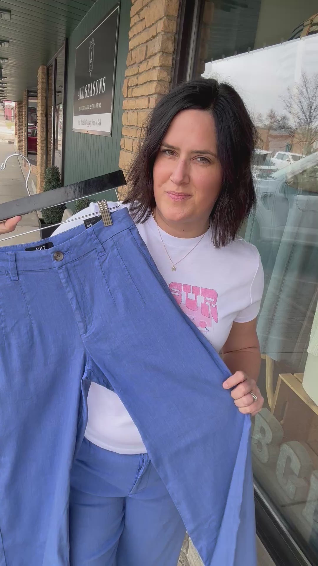 Cornflower Meg Linen Trouser Pants Bottoms - Pants KUT FROM THE KLOTH