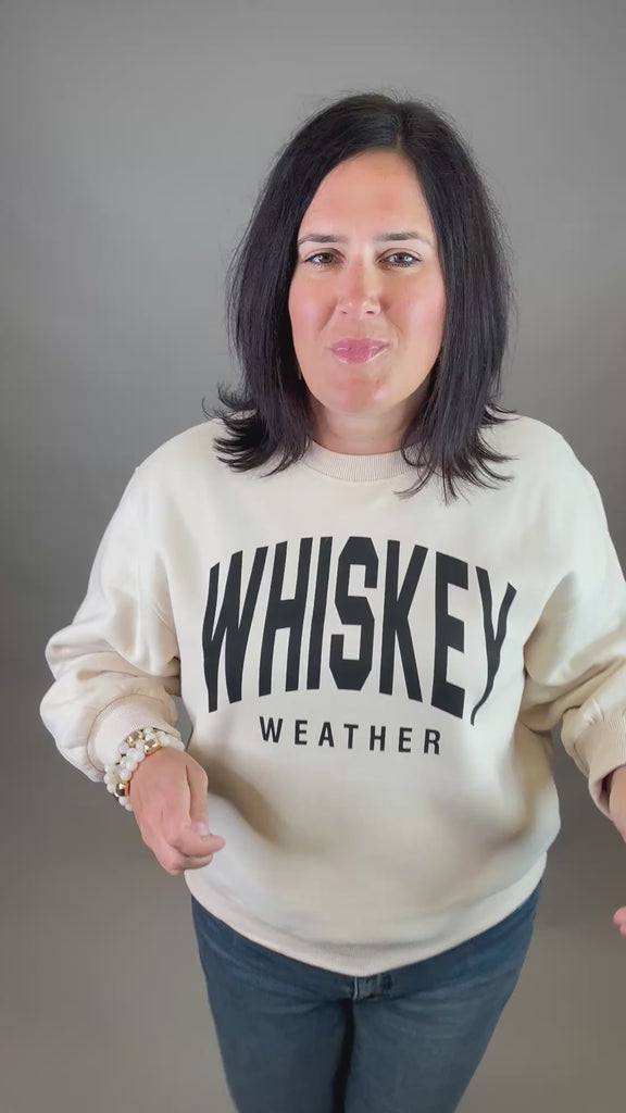 Tan Whiskey Weather Sweatshirt Top- Sweatshirt PANACHE