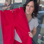Scarlet Red High-Rise Crop Jogger Pants Bottoms- Joggers RISEN